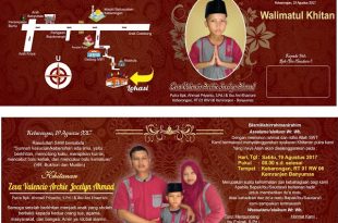 Desain Undangan Khitan Full Color Merah Maron cdr