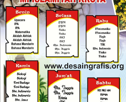 Desain Jadwal Pelajaran Menarik Kreatif Keren cdr