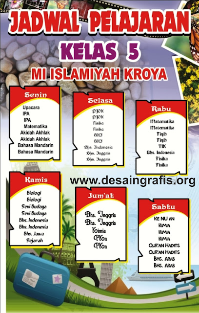 Desain Jadwal Pelajaran Menarik Kreatif Keren cdr