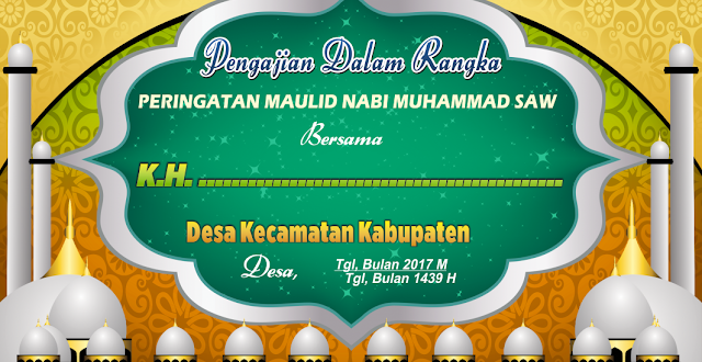 Desain Baner Pengajian Maulid Nabi cdr