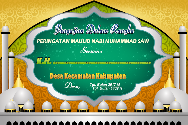 Desain Baner Pengajian Maulid Nabi cdr