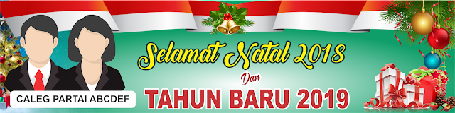 Desain Banner Selamat Natal dan Tahun Baru 2019 cdr