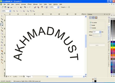 cara menulis melengkung di coreldraw