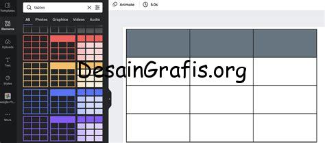 cara insert tabel di canva